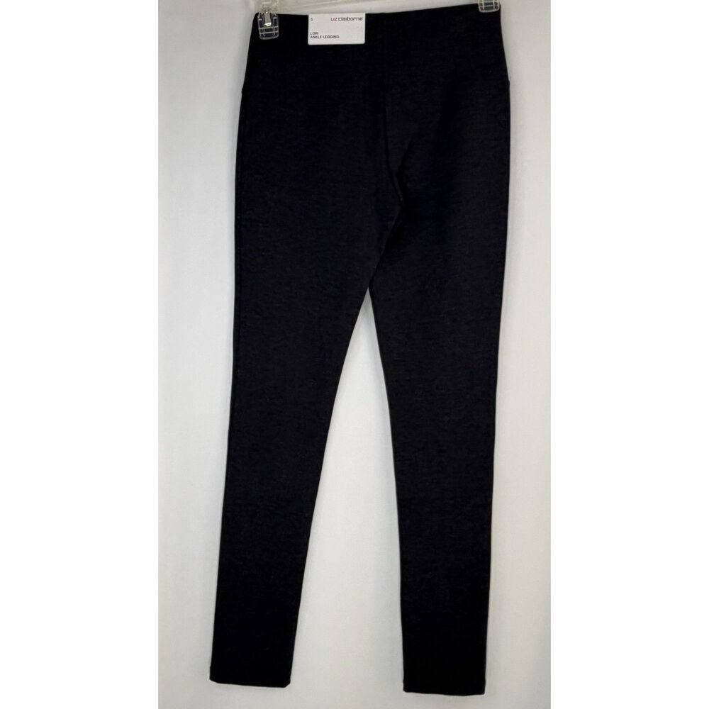 4P Liz Claiborne Amber Straight Leg Mid Rise Pull On Stretch Pants Black NWT